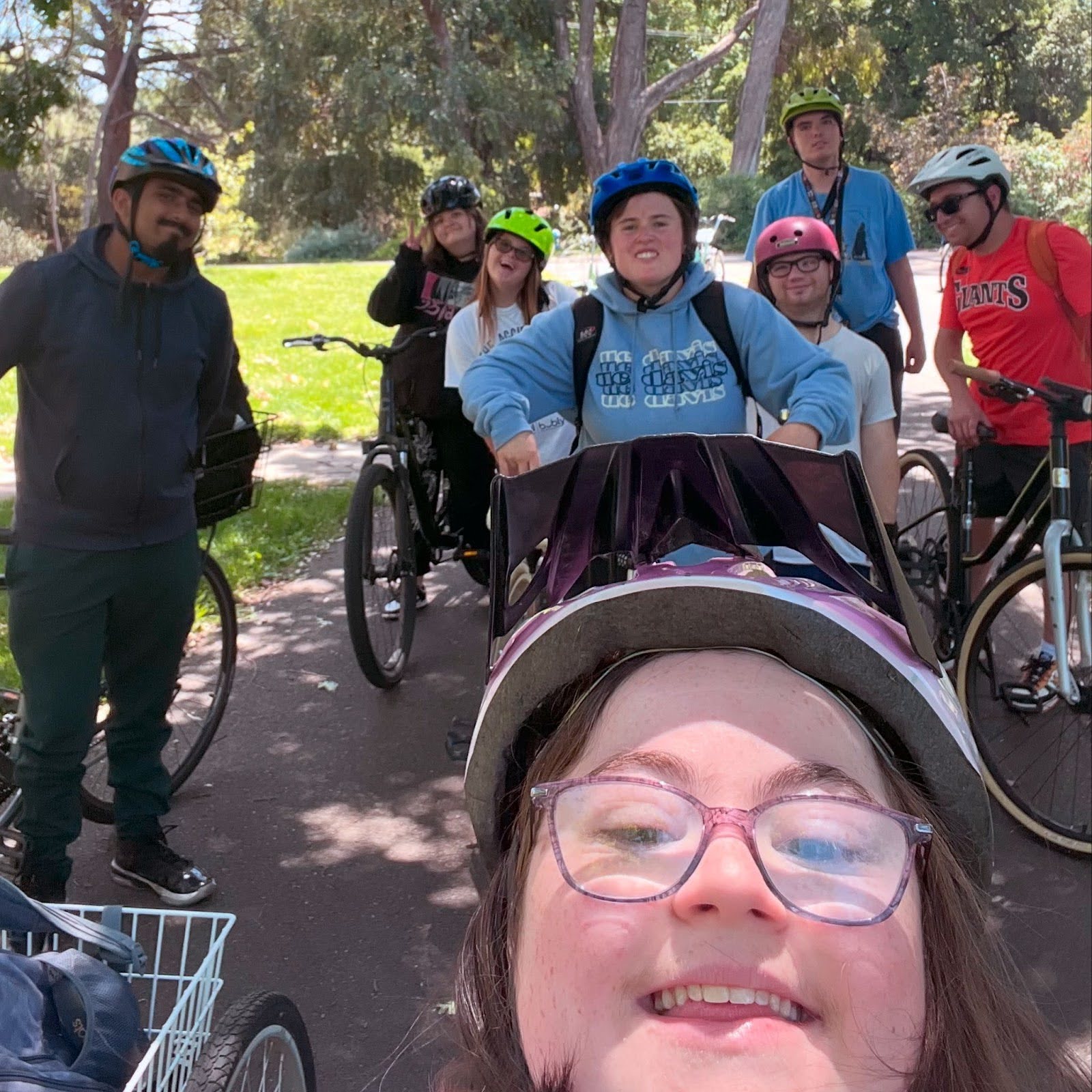group of students on bikes